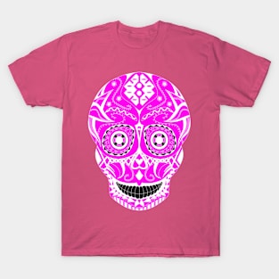 skulll candy in pink pattern in tribal mask ecopop T-Shirt